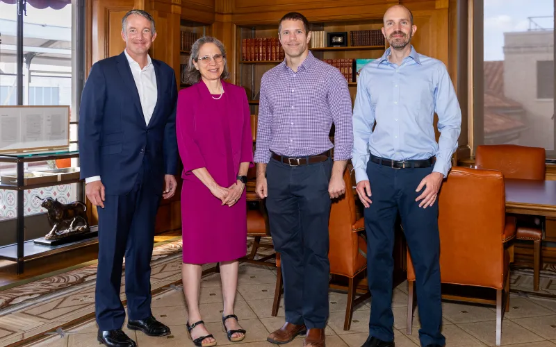 2023 Faculty Fellows pictured with President Hartzell and Provost Wood