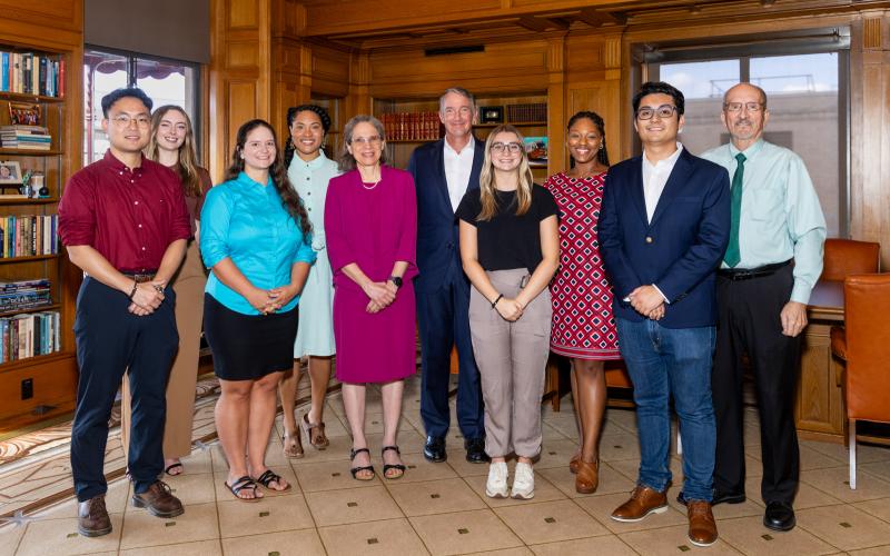 2023 Graduate Fellows pictured with President Hartzell and Provost Wood